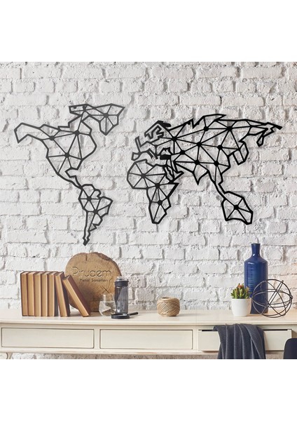 World Map Metal Duvar Süsü