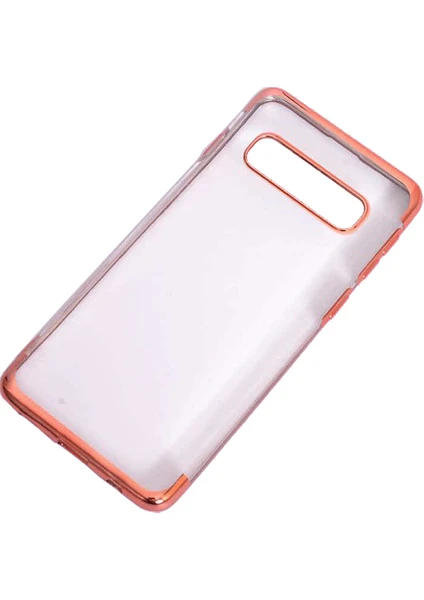 Case 4U Samsung Galaxy S10 Plus Kılıf 4 Köşeli Renkli Lazer Silikon Arka Kapak - Glitter Rose Gold