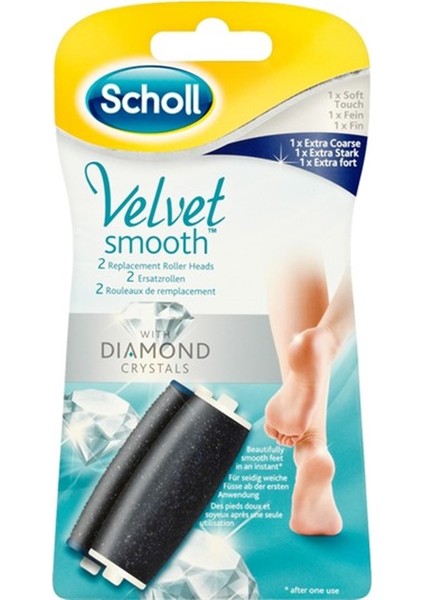 Velvet Smooth 1 Adet Çok Sert Deriler + 1 Adet Yumuşak Deriler İçin 2'li Yedek Başlik Seti Elmas Taneleri İle (Karışık)