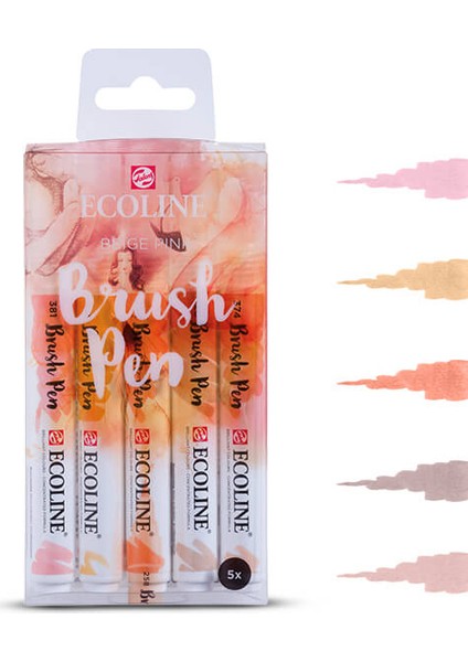 Ecoline Brush Pen 5'Li Set Beige Pink Tonlar