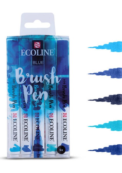 Ecoline Brush Pen 5'Li Set Mavi Tonlar