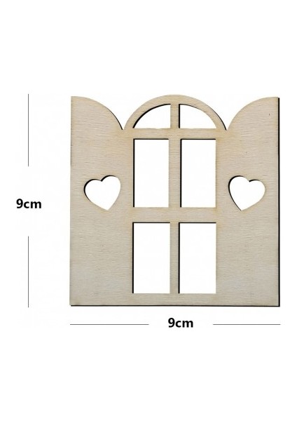 3 Mm Boyanabilir Minyatür Objeler 30 Adet Kalpli Pencere 9 x 9 cm