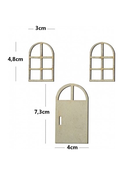 3 Mm Boyanabilir Minyatür Objeler 30 Adet Kapı Ve Penceresi