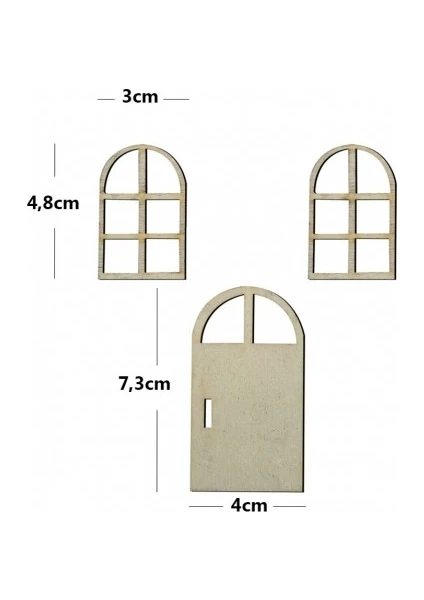 3 Mm Boyanabilir Minyatür Objeler 30 Adet Kapı Ve Penceresi