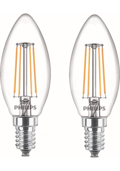 LED Classic 40W B35 E14 Non-Dim 2700K 2'li Ekopaket Led Filament Ampul