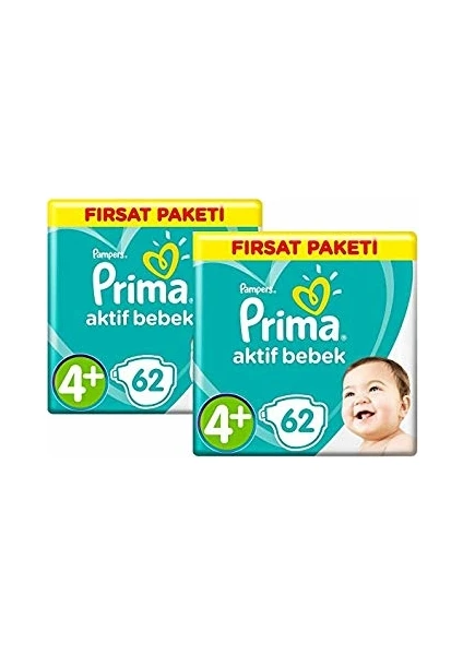 Aktif Bebek 4+ Beden Maxi Plus 124 Adet Bebek Bezi