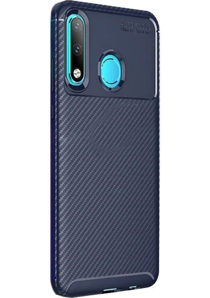 Huawei P30 Lite Kılıf Negro Karbon Dizayn Silikon Lacivert