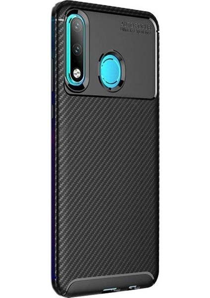 Huawei P30 Lite Kılıf Negro Karbon Dizayn Silikon+Nano Glass