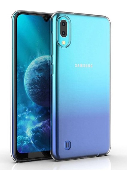 Samsung Galaxy M10 Kılıf 02 mm Silikon İnce Arka Kapak+Nano Glass