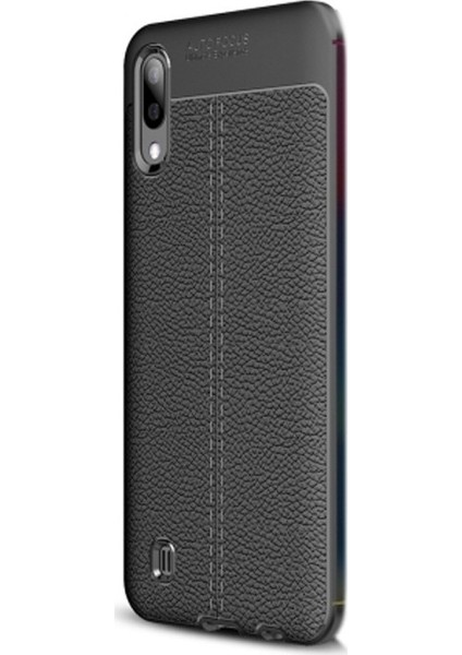 Samsung Galaxy M10 Kılıf Niss Silikon Deri Görünümlü+Nano Glass