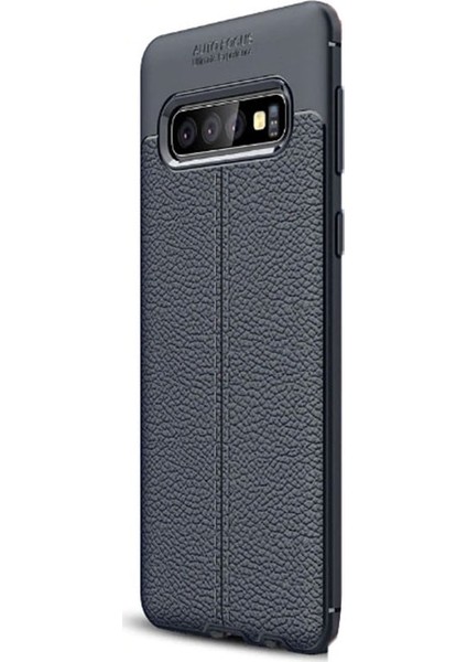 Samsung Galaxy S10 Kılıf Niss Silikon Deri Görünümlü Lacivert