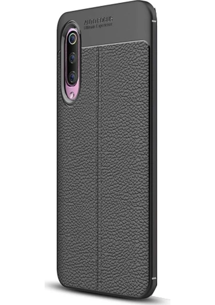 Case Street Xiaomi Mi 9 Kılıf Niss Silikon Deri Görünümlü Siyah