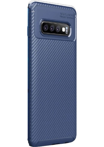 Samsung Galaxy S10 Kılıf Negro Karbon Dizayn+Renkli Full Cam Lacivert