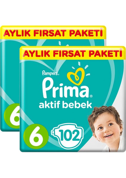 Aktif Bebek Bezi 6 Beden X Large 2 Aylık Fırsat Paketi 204'lü