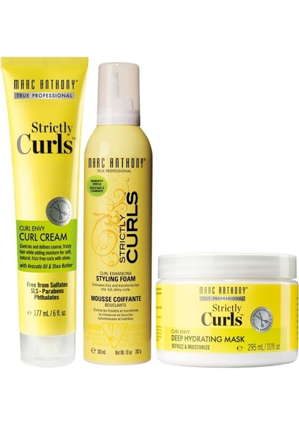Curls Krem 177 ml + Curls Saç Köpüğü 300 ml + Nem Maskesi 295 ml