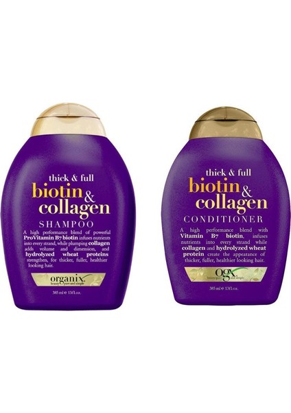 Biotin & Collagen Şampuan 385 ml + Saç Kremi 385 ml