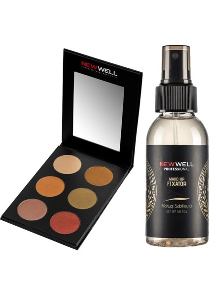Eyeshadow 6 Renkli Palet 18 gr+ Makyaj Sabitleyici Fixator 100 ml