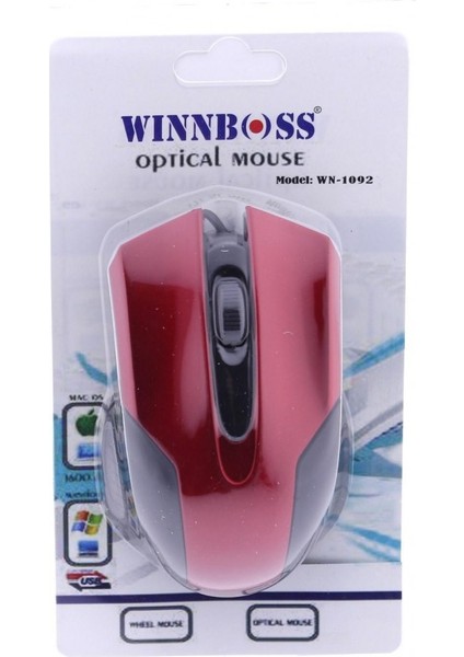 WN-1092 Usb Kablolu Optik Mouse - Kırmızı