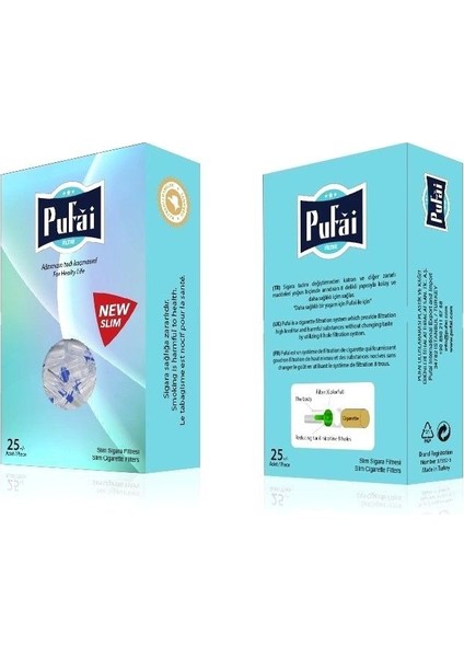 Süper Slim Sigara Filtresi Tar Süzen Ağızlık 5Mm 6Mm Uyumlu 25 Adet 1 Kutu Turkuaz