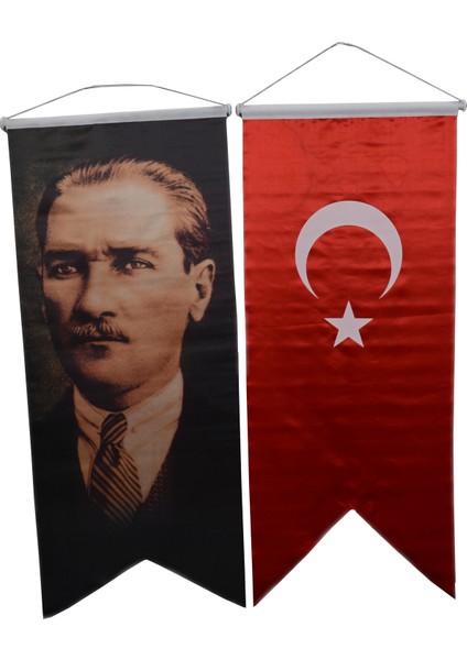 Kırlangıç Türk Bayrağı Ve Atatürk Resmi 50X120 Cm.