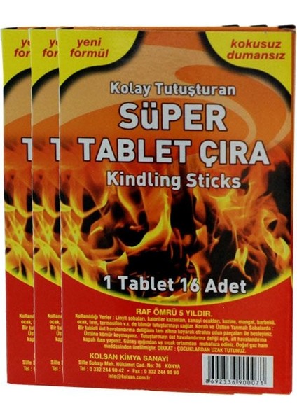 Süper Tablet Çıra 1 Tablet 16 Adet - Mangal Soba Tutuşturucu