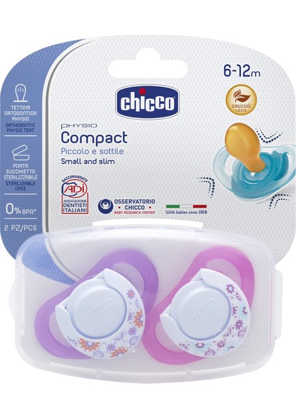 Physio Compact Kauçuk Emzik Kız 6-12 Ay 2Li