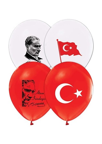 Balon Ata Ve Bayrak Baskılı 16' lı