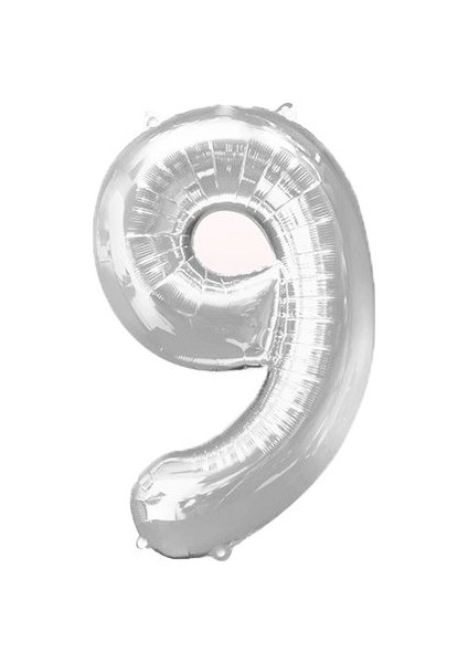 9 Rakam Gümüş Folyo Balon 40 İnç