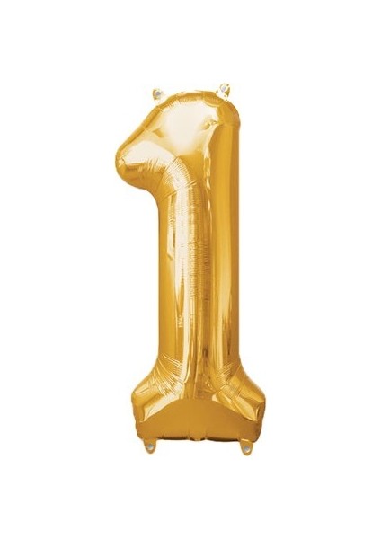 1 Rakam Altın Folyo Balon 16 İnç