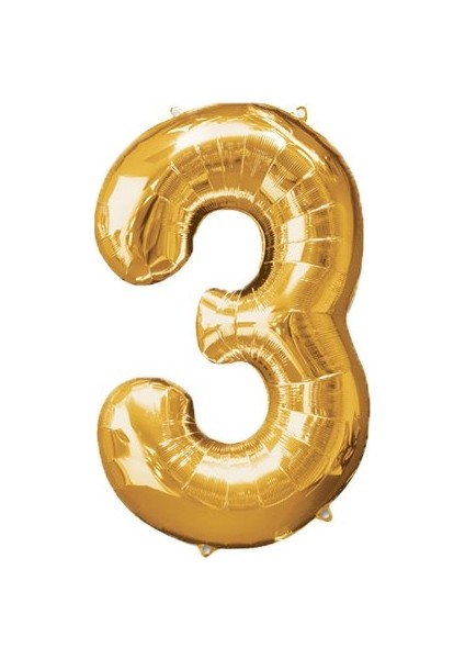 3 Rakam Altın Folyo Balon 16 İnç
