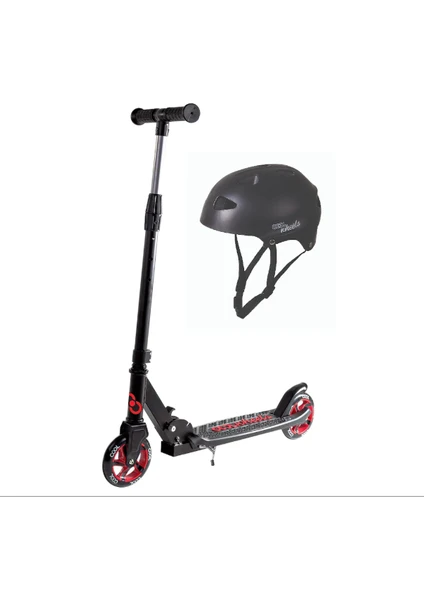 Katlamalı 2 Tekerlekli Çocuk Scooter (+8 Yaş)+ Kask ( Kırmızı ) 8 wheels