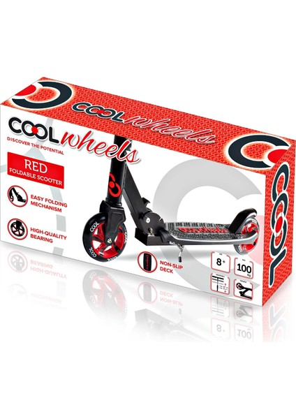 Katlamalı 2 Tekerlekli Çocuk Scooter (+8 Yaş)+ Kask ( Kırmızı ) 8 wheels