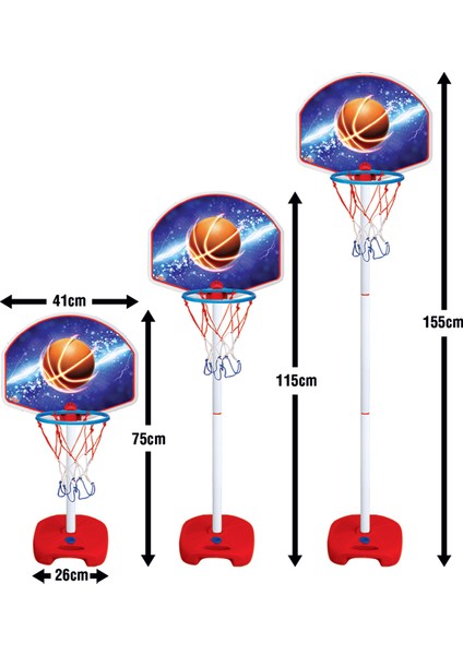 Ayaklı  Ayarlanabilir 3 Farklı Boy Basket Potası Ve Top