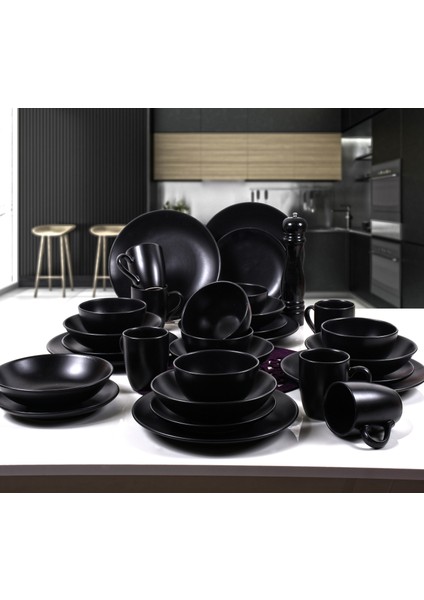 6 Kişilik 30 Parça Rodos Mat Siyah Yemek Takımı fiyatları
