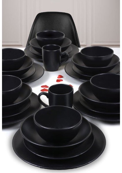 6 Kişilik 30 Parça Rodos Mat Siyah Yemek Takımı modelleri