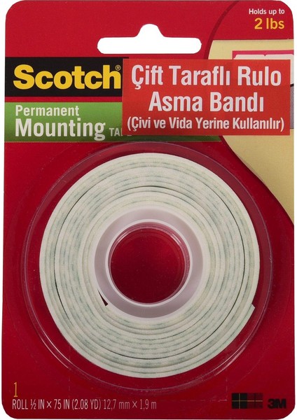 Scotch® Çift Taraflı Köpük Bant 12,7mm x 1,9m