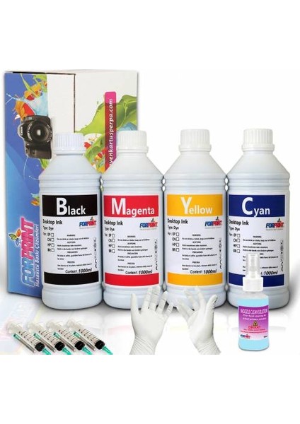 Epson L Serisi Yazıcılar İçin Uyumlu Kartuş Dolum Seti 4 x 1000 ml