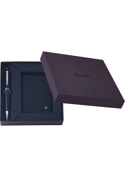 Scrikks DR 2204-1/2 Klasik Kredi Kartlık Siyah + 62 Tükenmez Kalem Siyah