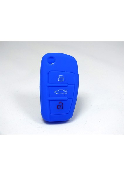 Gsk Audi A3 Kumanda Kabı Koruyucu Kılıf 3 Tuş (Mavi)