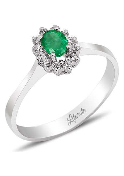 0.15 Ct Pırlantalı Zümrüt Yüzük