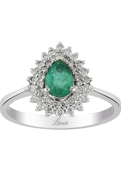 0.45 Ct Pırlantalı Zümrüt Yüzük
