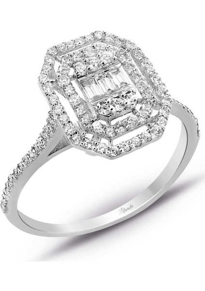 0.45 Ct Modern Tasarım Baget Kare Tektaş Yüzük