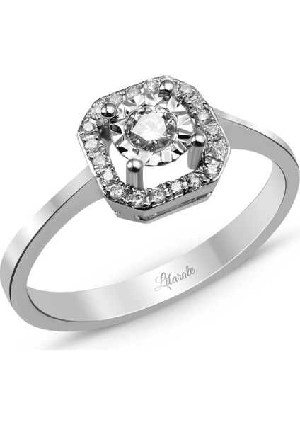 3.5 Karat Görünümlü Kare Baget Pırlanta Yüzük