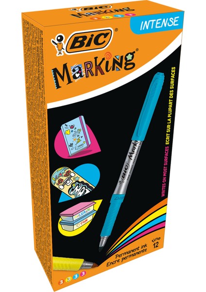 Marking Color Permanent Markör Şeftali Mavi Yeşil Mor 12'Li Kutu