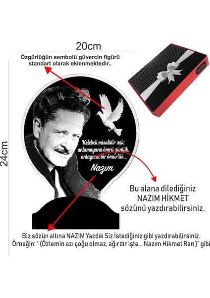 Sevgi Lambası Kişiye Özel Nazım Hikmet Sözleri Yazılı Led Lamba