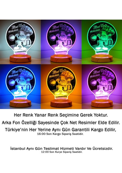Güçlü Şirin Şirinler Kişiye Özel Hediye Led Lamba