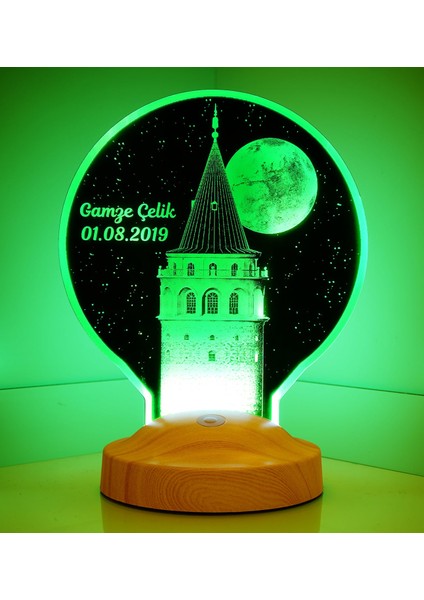 Yeni Galata Kulesi Kişiye Özel İsimli Led Fotolamba