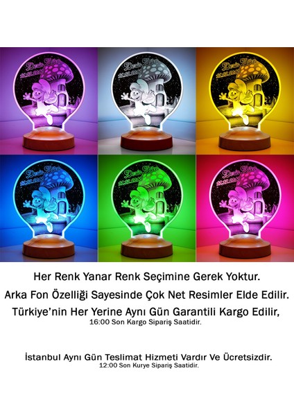 Şirine Şirinler Kişiye Özel Hediye Led Lamba