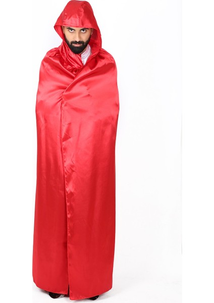 Kapüşonlu Pelerin Kırmızı 160 cm