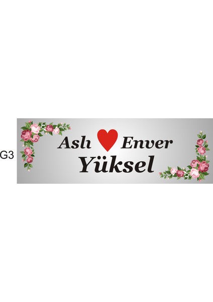 Kişiye Özel Kapı İsimliği Aliminyum G3 Model